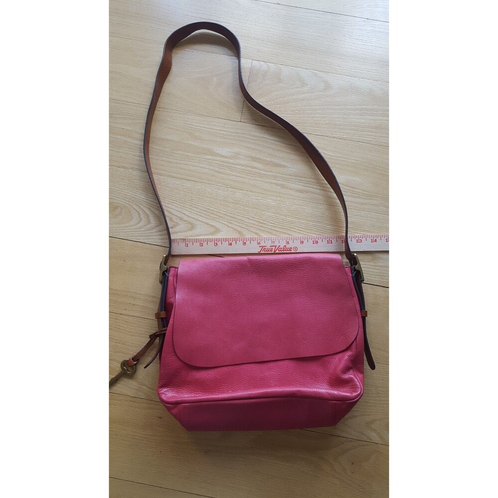 Fossil Red/Coral Cowhide Leather Harper Flap Crossbody Bag Purse w/Key